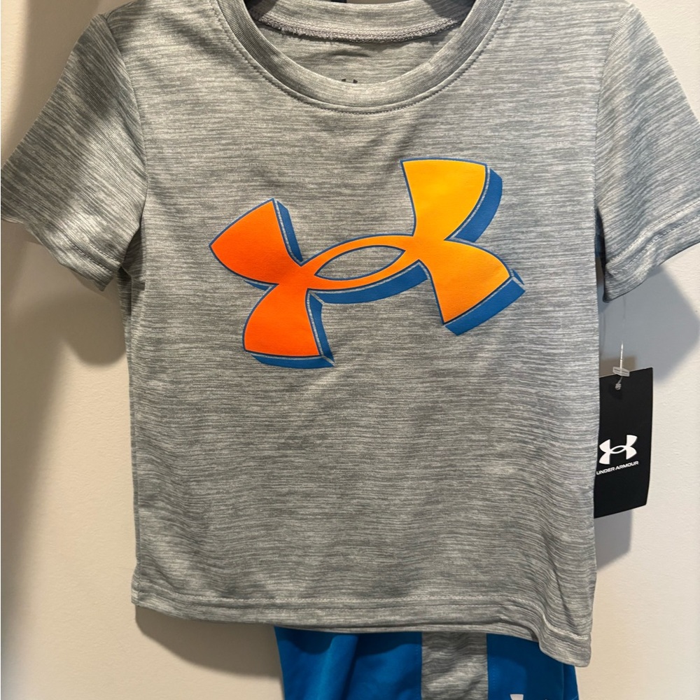 Under Armour Gray Short Sleeve + Blue Short set